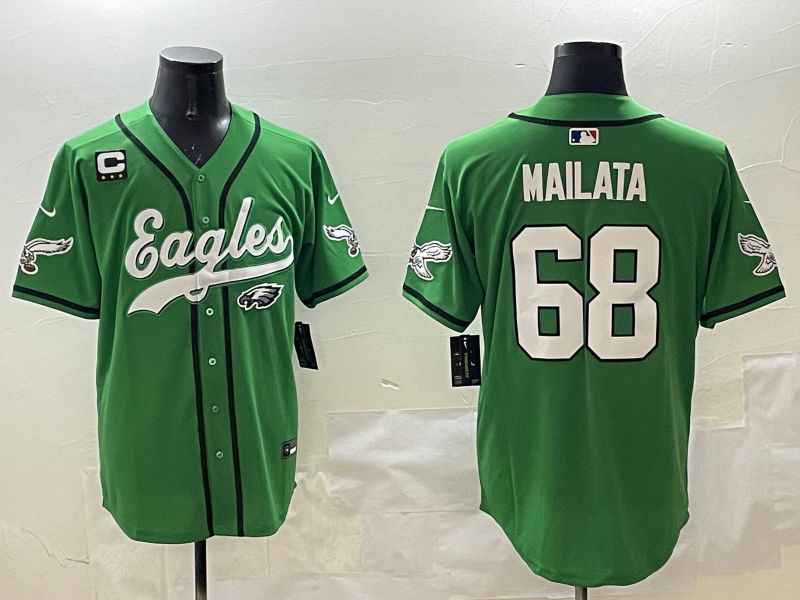 Men Philadelphia Eagles 68 Mailata Green three generations Jointly Name 2025 Nike Limited NFL Jersey style 1
